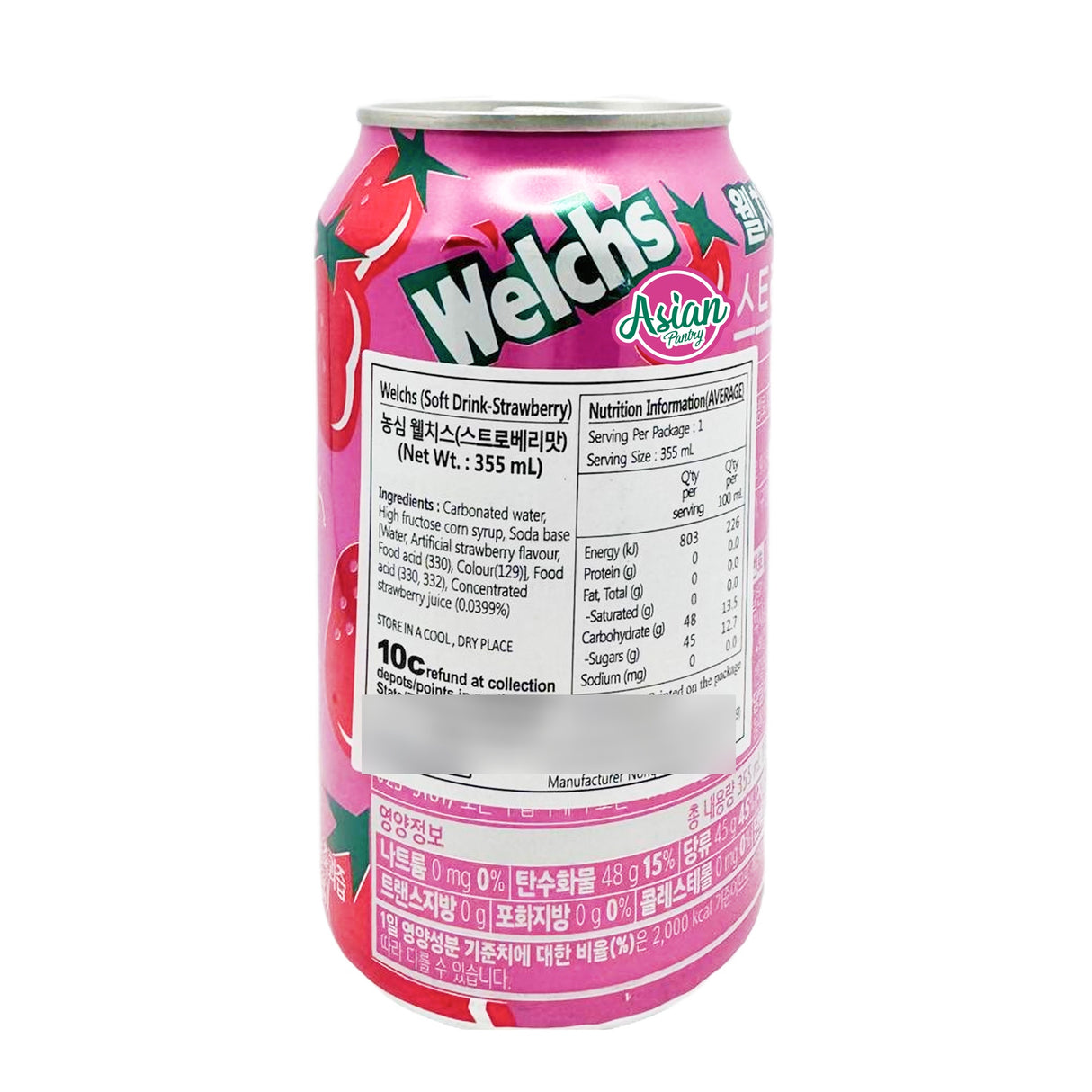 Welch's Strawberry Soft Drink 335ml (BBD: 18/04/2026) - Back