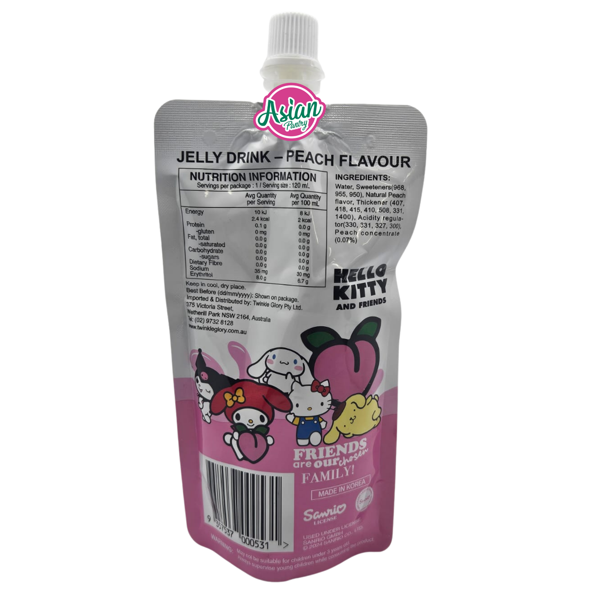 Twinkle Glory My Melody Jelly Drink Peach Flavour 120ml