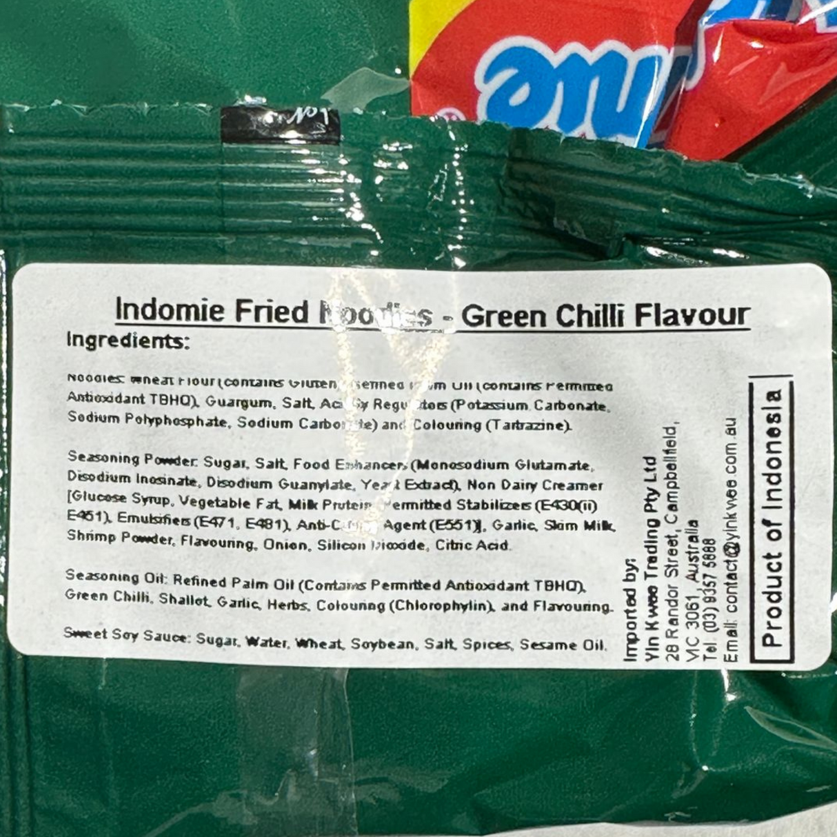 Indomie Mi Goreng Cili Hijau Mee Goreng Segera 5pk 425g