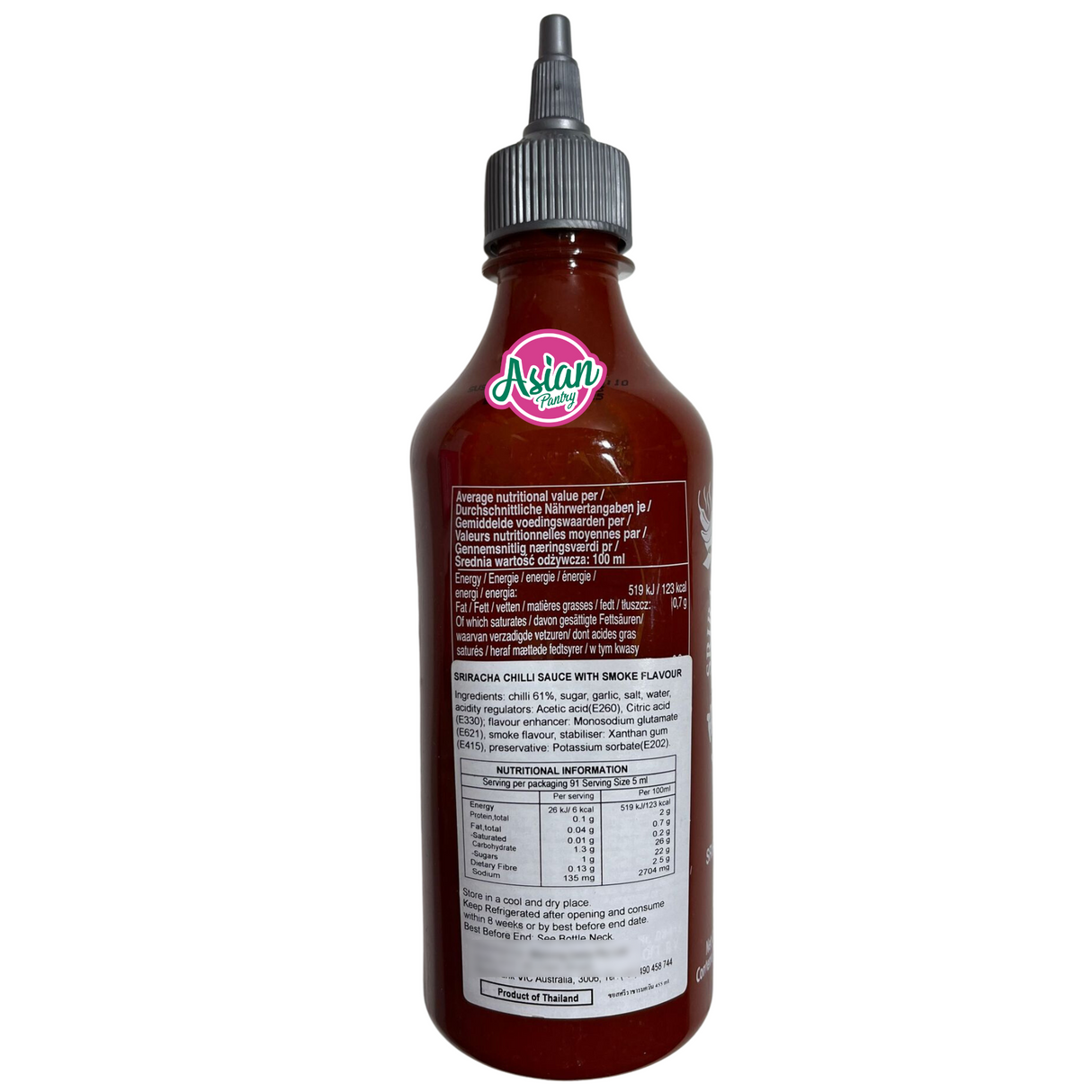 Flying Goose Sriracha Hot Chilli Smoke Sauce 455ml - Back