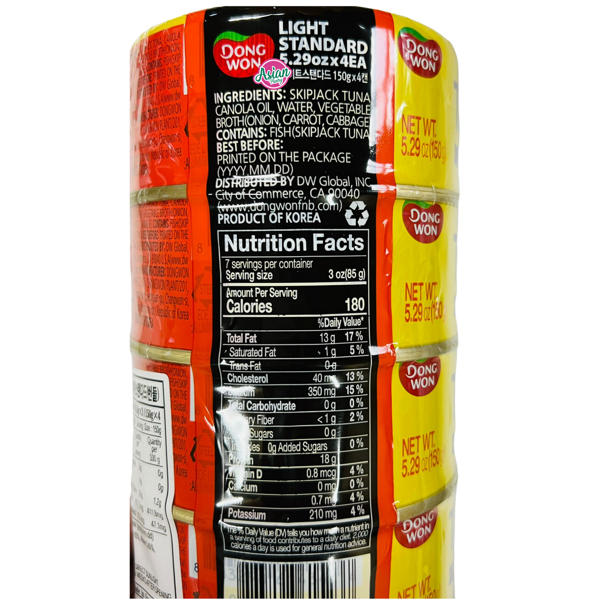 Dongwon Canned Tuna Light Standard 4pk 600g - Back
