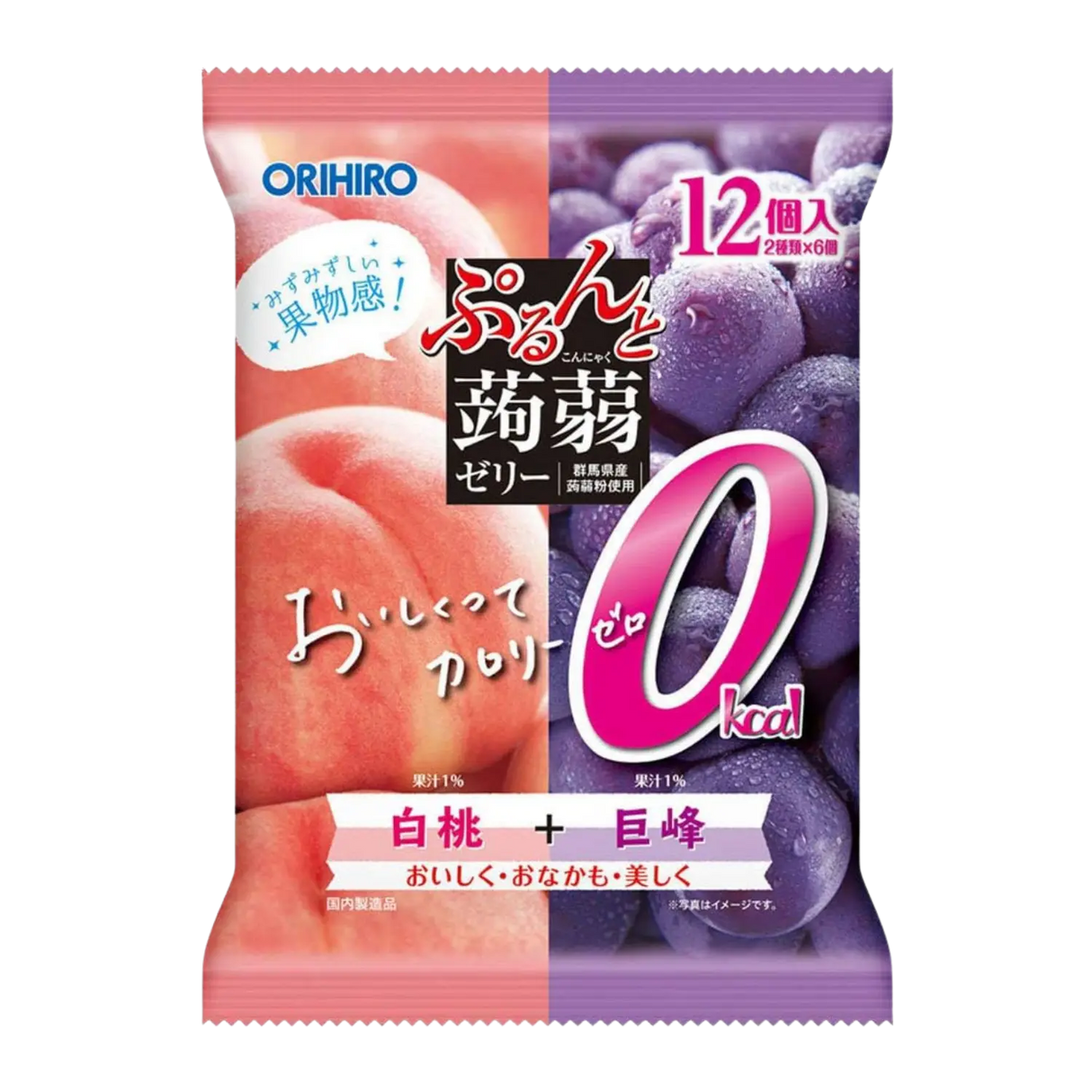 Orihiro Jelly Zero Calorie White Peach & Grape 12pcs 216g