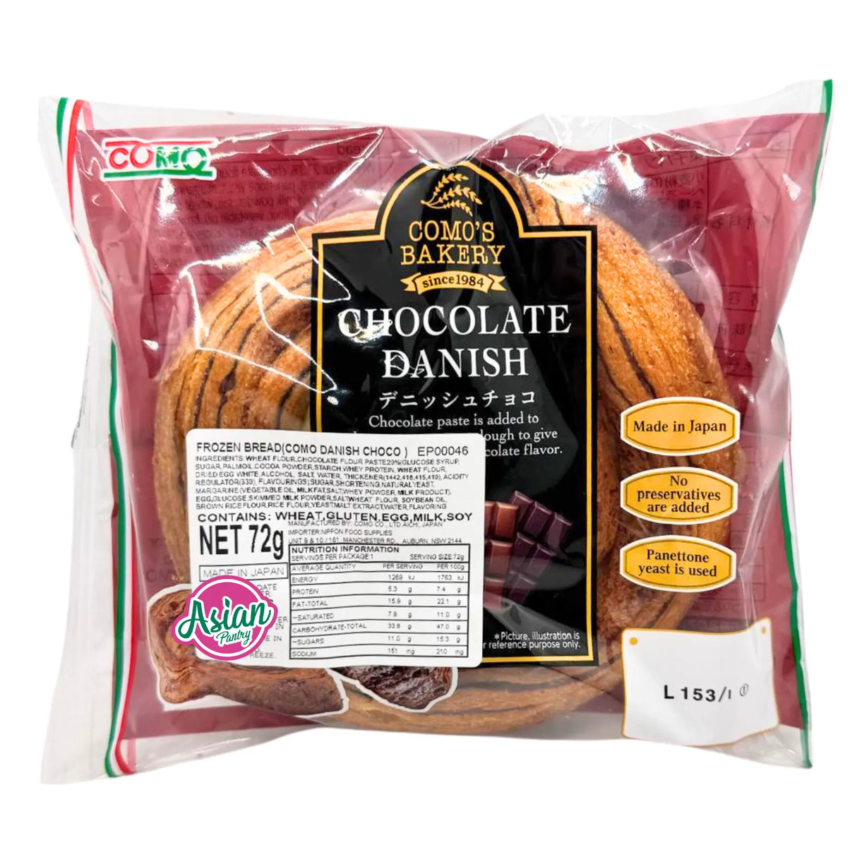 Como Danish Chocolate Bun 72g