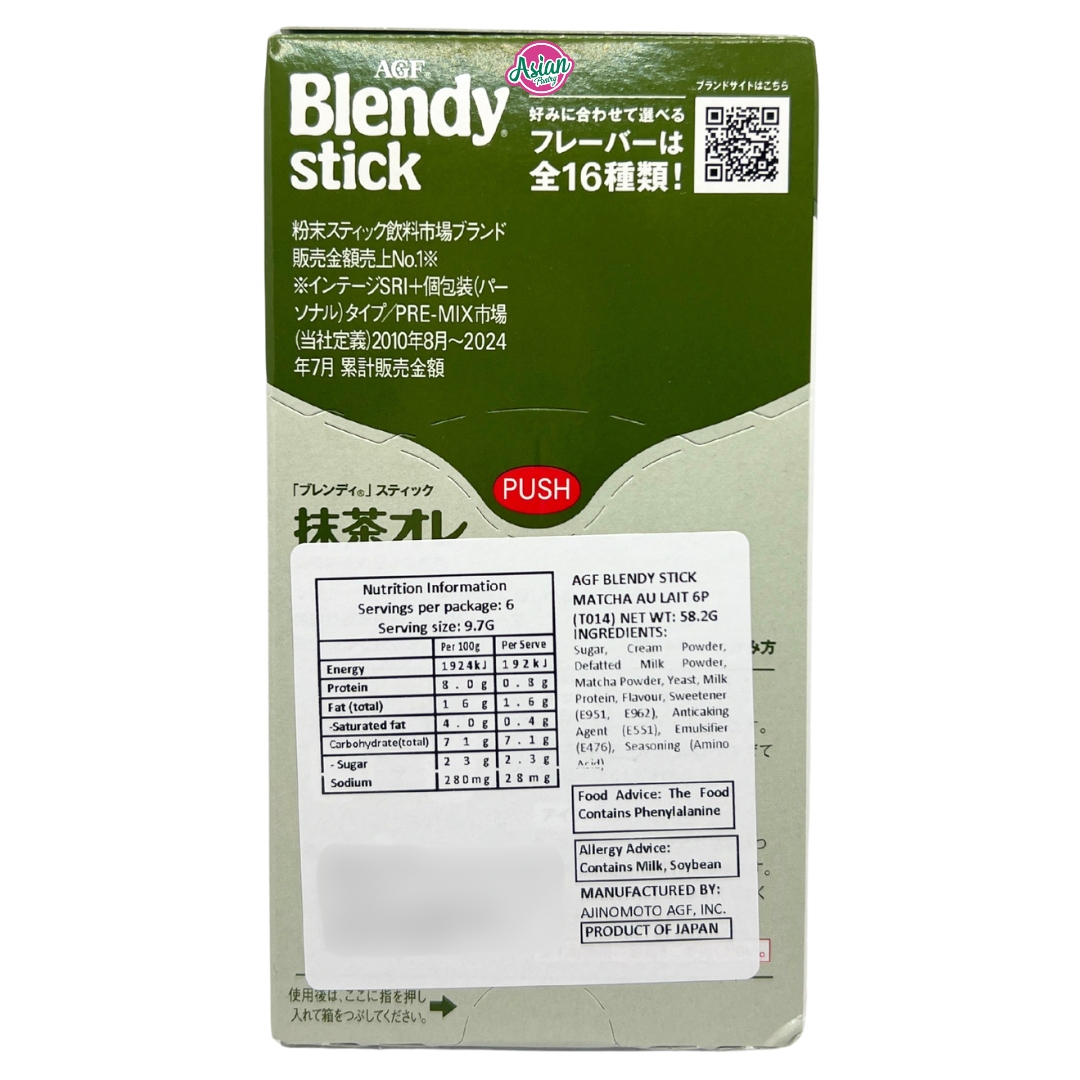 AGF Blendy Stick Matcha Au Lait 6pcs 58.2g