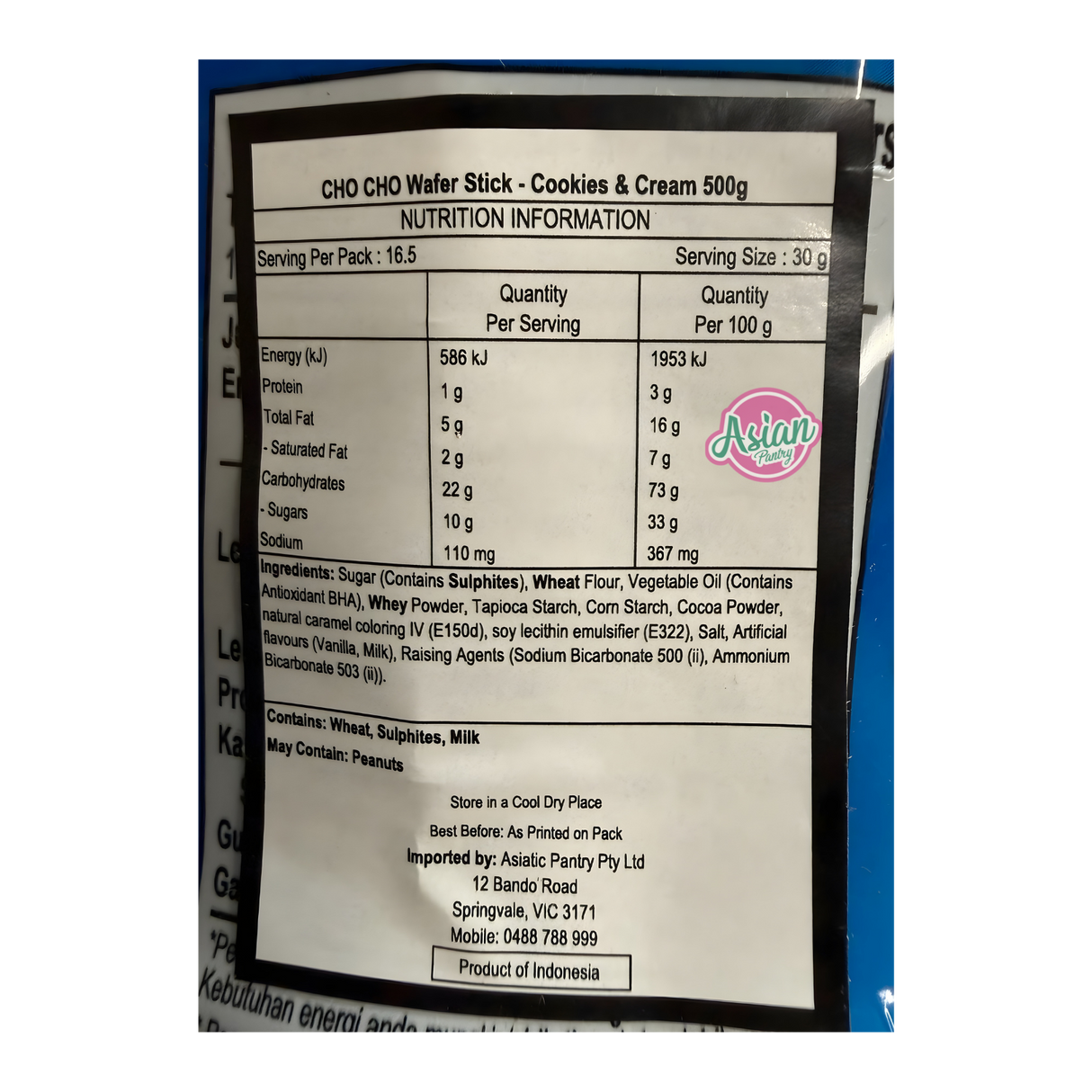 Cho Cho Wafer Stick - Cookies & Cream 500g