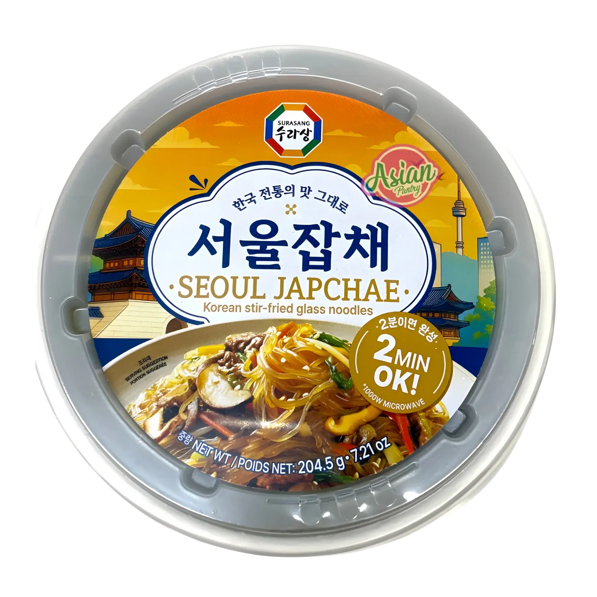 Surasang Seoul Japchae Korean Stir-Fried Glass Noodles in Bowl 204.5g