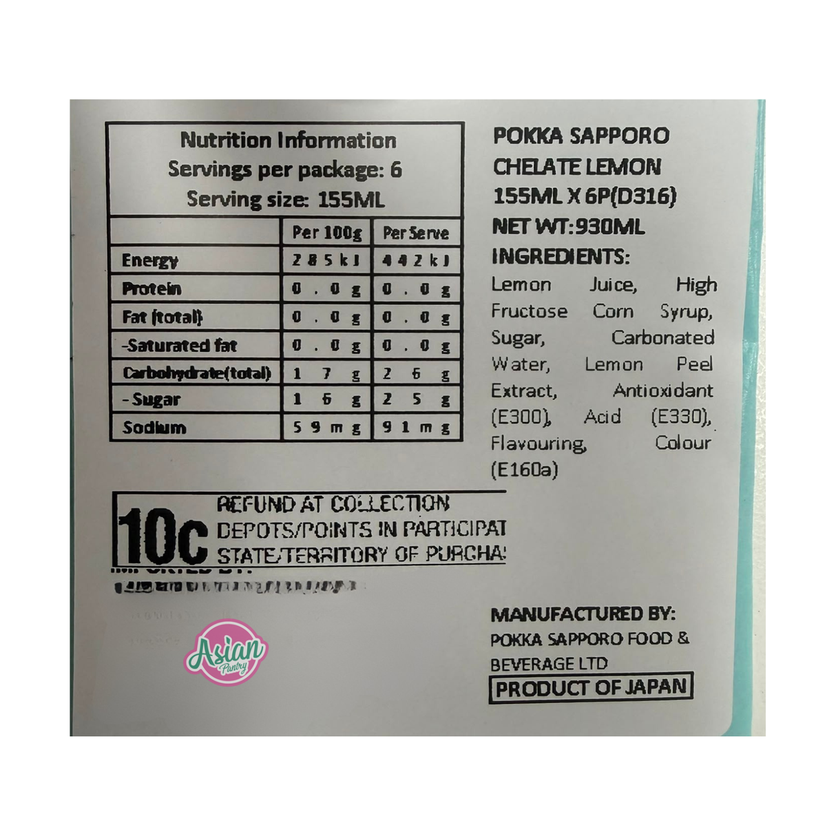 Pokka Chelate Lemon 155ml