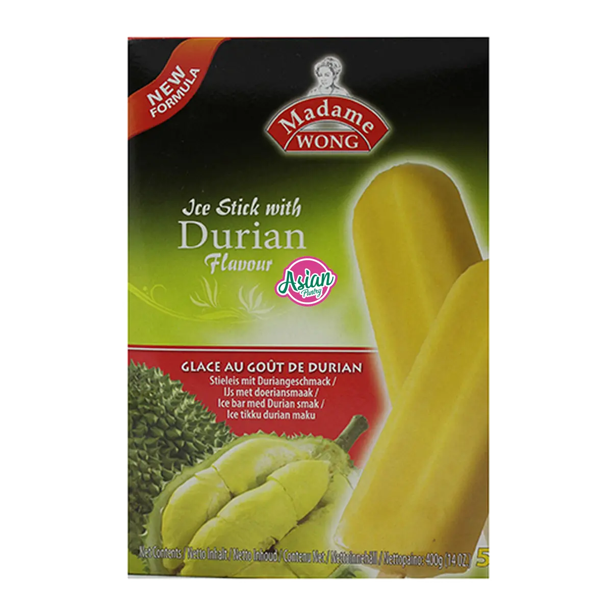 Madame Wong Frozen Durian Ice Bars 5 Pieces