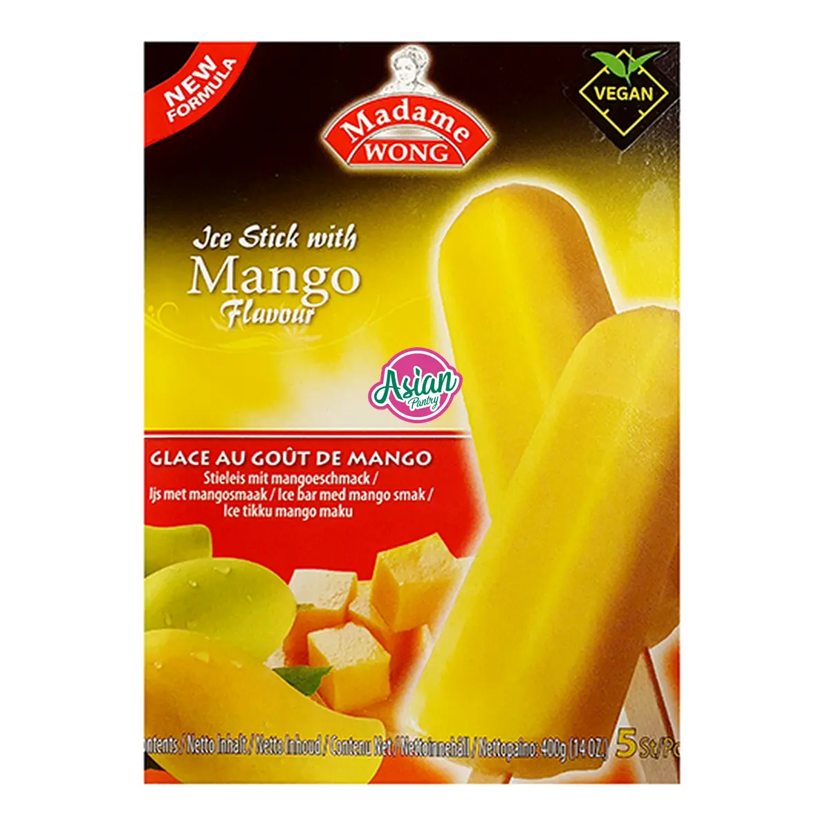 Madame Wong Frozen Mango Ice Bars 5 Pieces