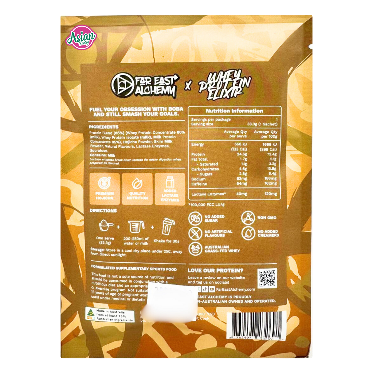 Far East Alchemy Whey Protein Elixir Hojicha Latte (Single Serve) 33g