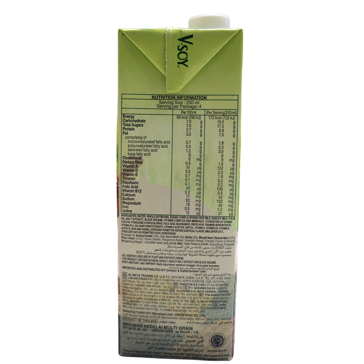 V-Soy Multigrain Susu Kacang Soya 1lt