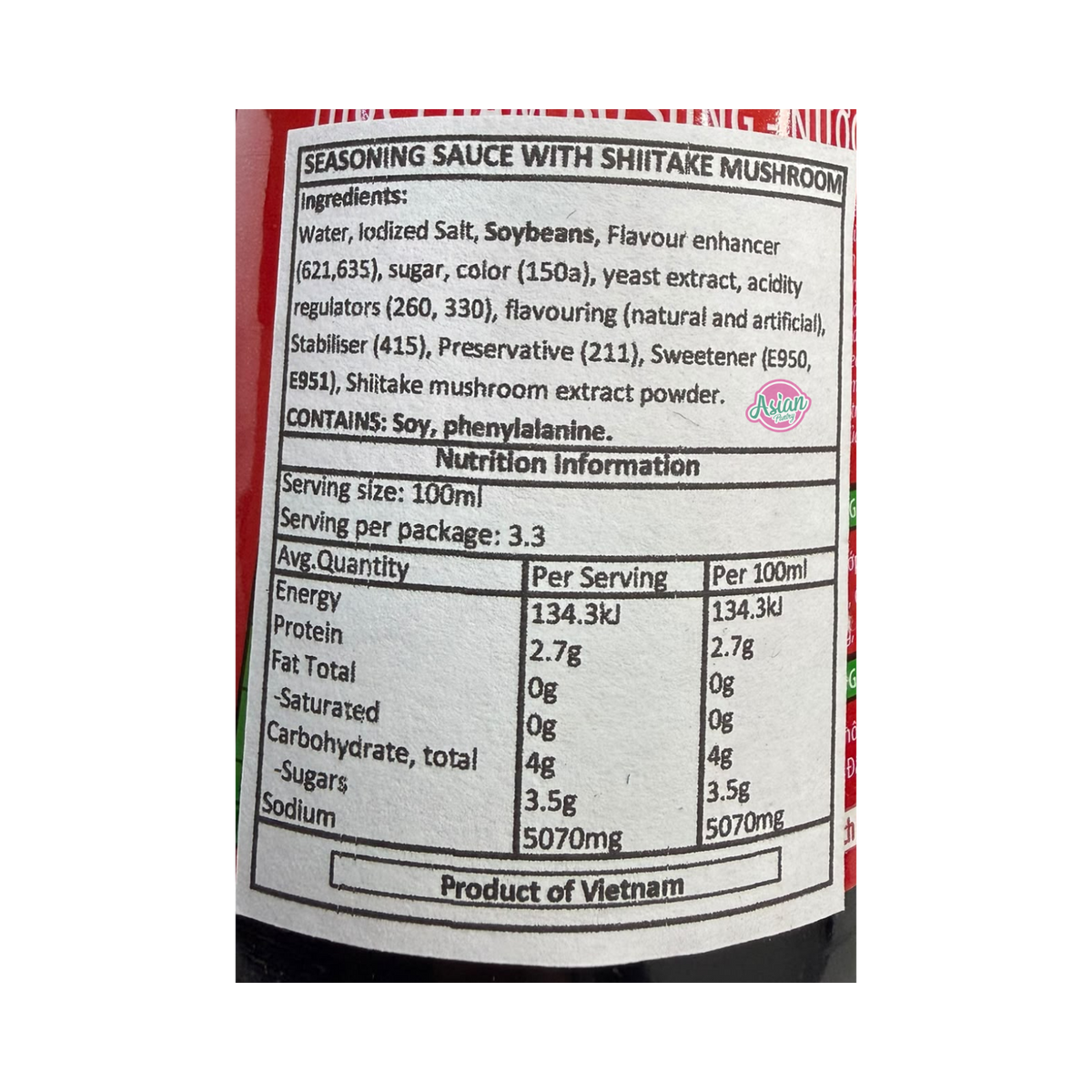 Chin-Su Seasoning Sauce with Shiitake Mushroom 330ml
