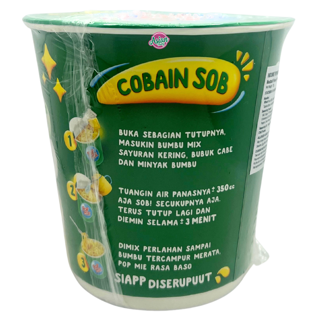 Indomie Popmie Instant Cup Noodle Soup Meatball Flavour (Rasa Baso) 75g