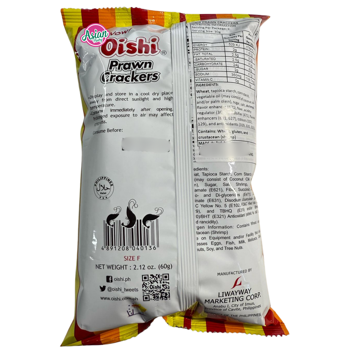 Oishi Prawn Crackers 90g - Back