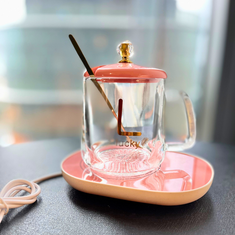 Lucky Luxury Gift Set Coffee Mug Warmer - Pink