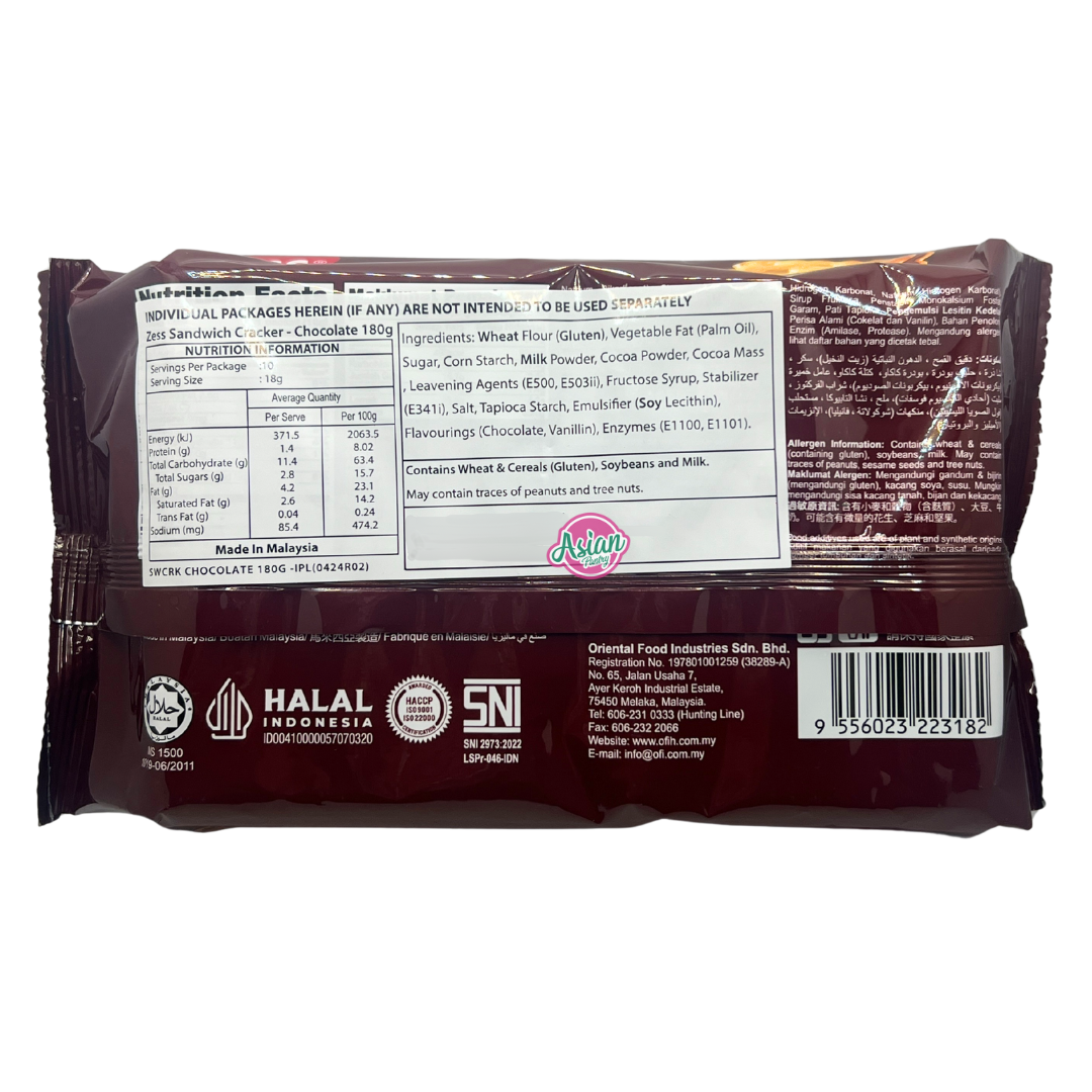 Zess Chocolate Sandwich Cracker 180g