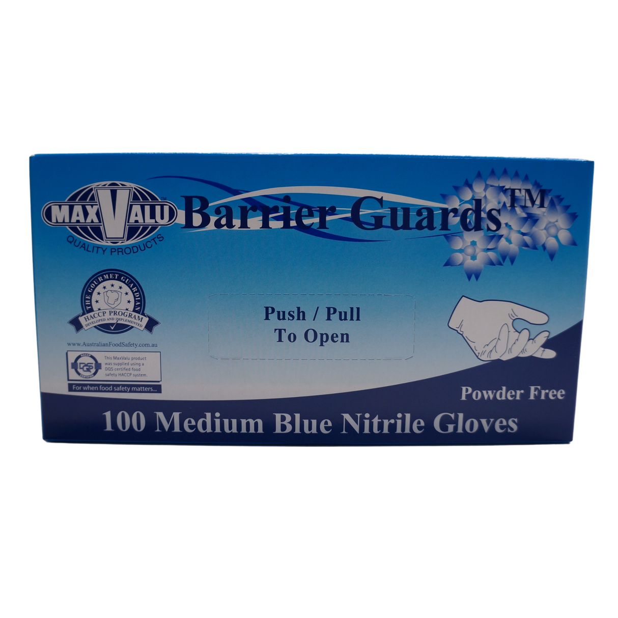 Maxvalu Blue Nitrile Gloves Medium 100pcs Front