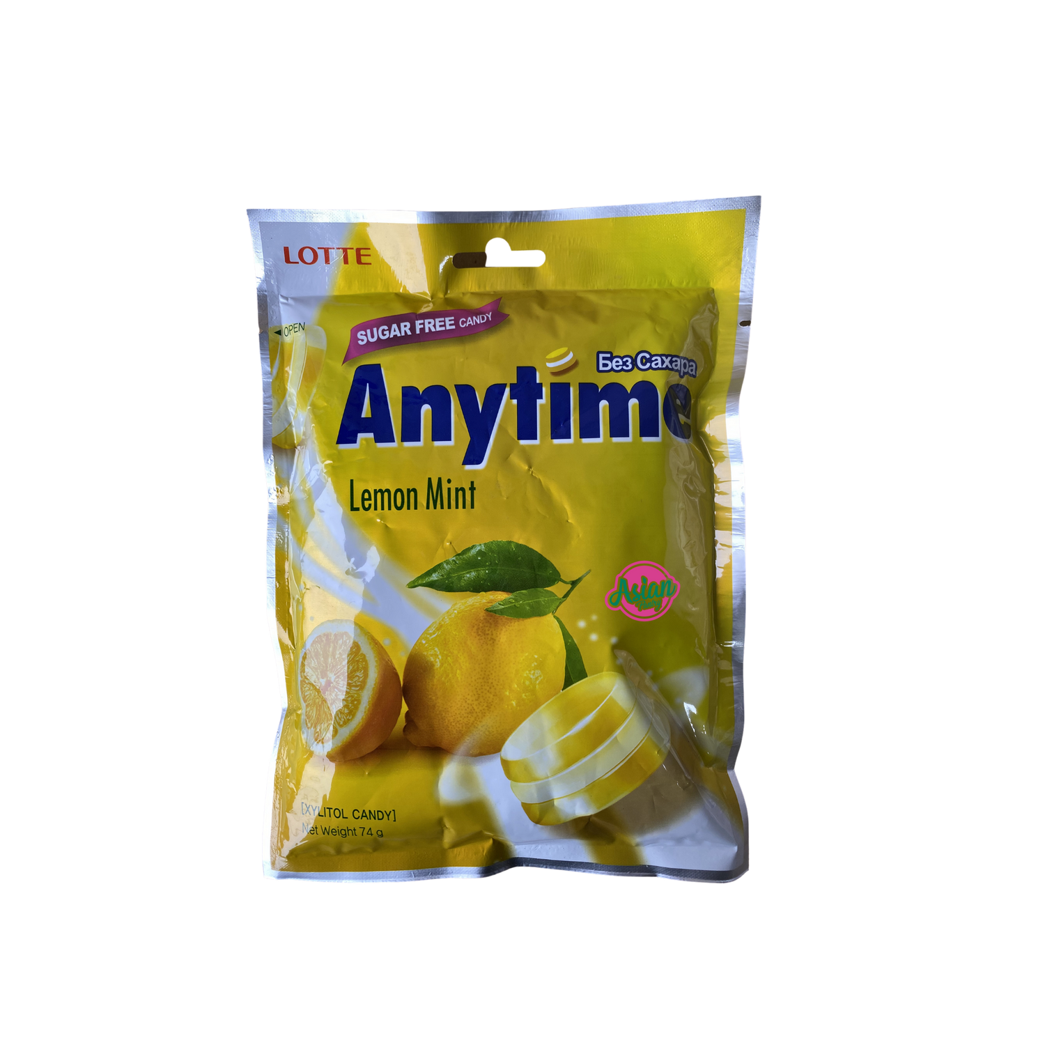 Lotte Anytime Candy Lemon Mint 74g Front