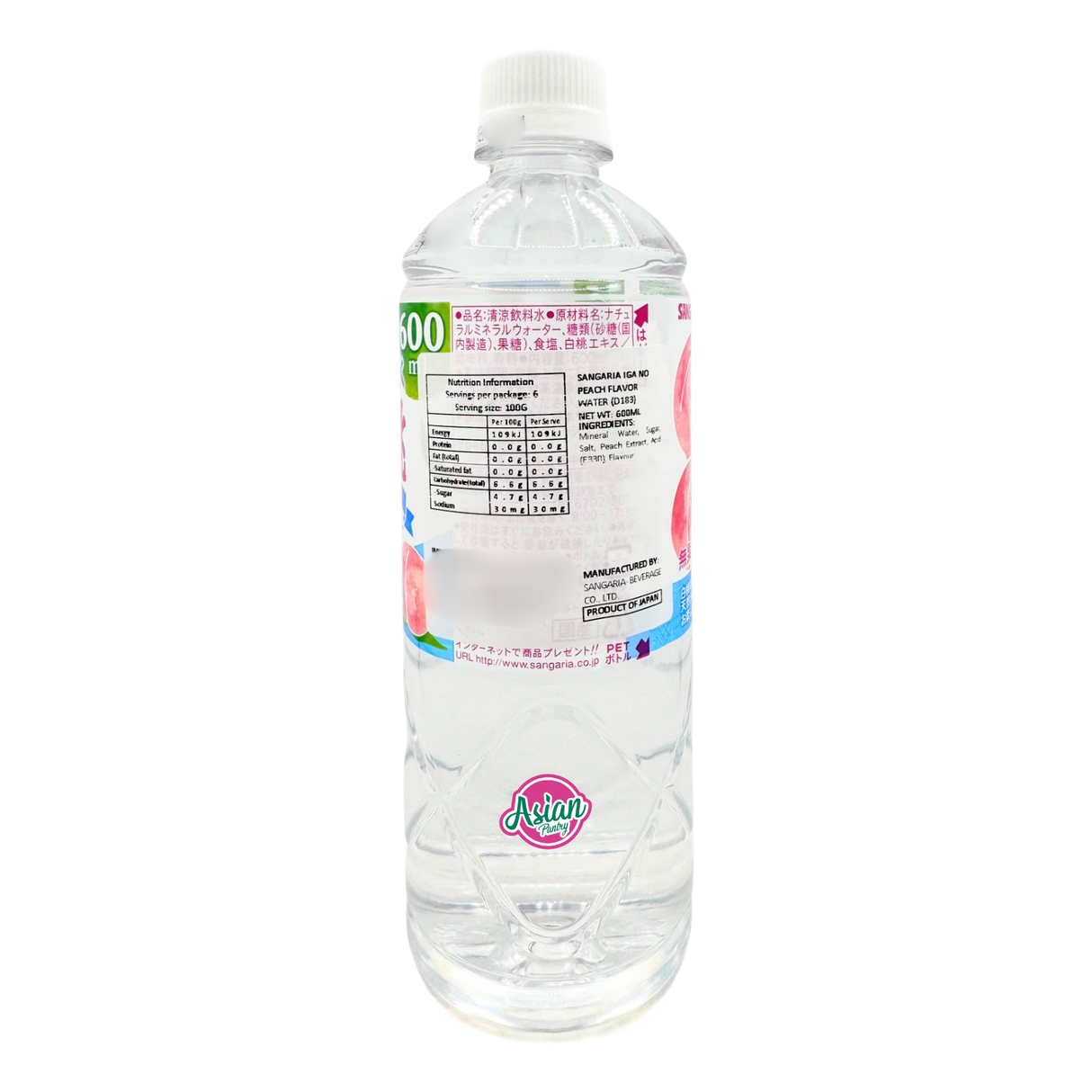 Sangaria IGA No Peach Flavour Water 600ml