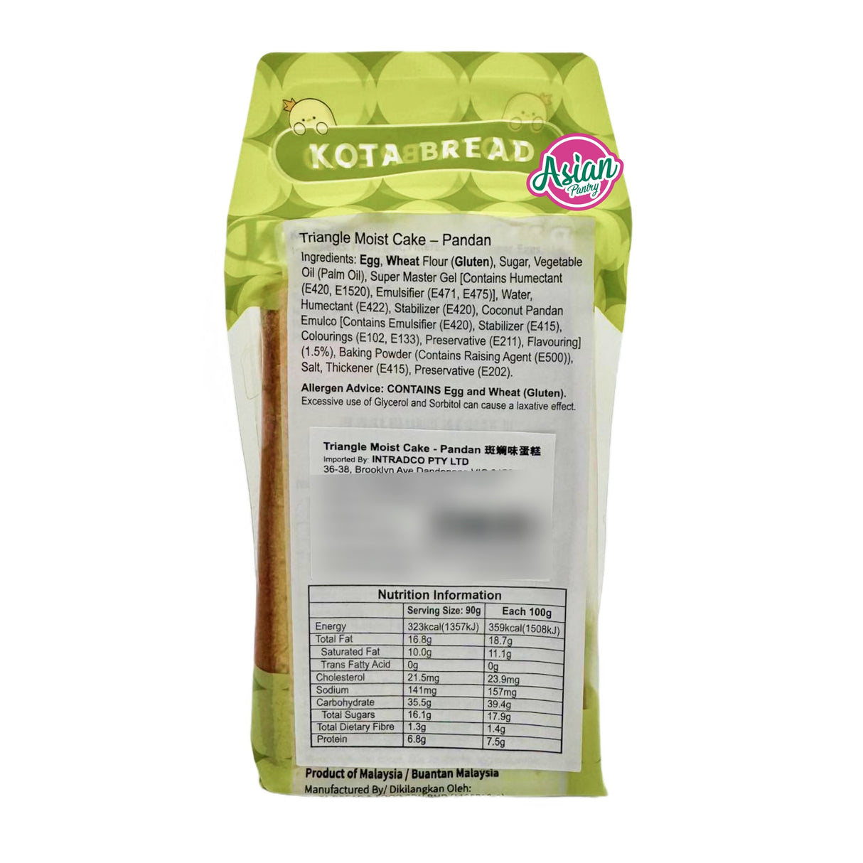 Delyco Triangle Moist Cake Pandan Flavour 90g