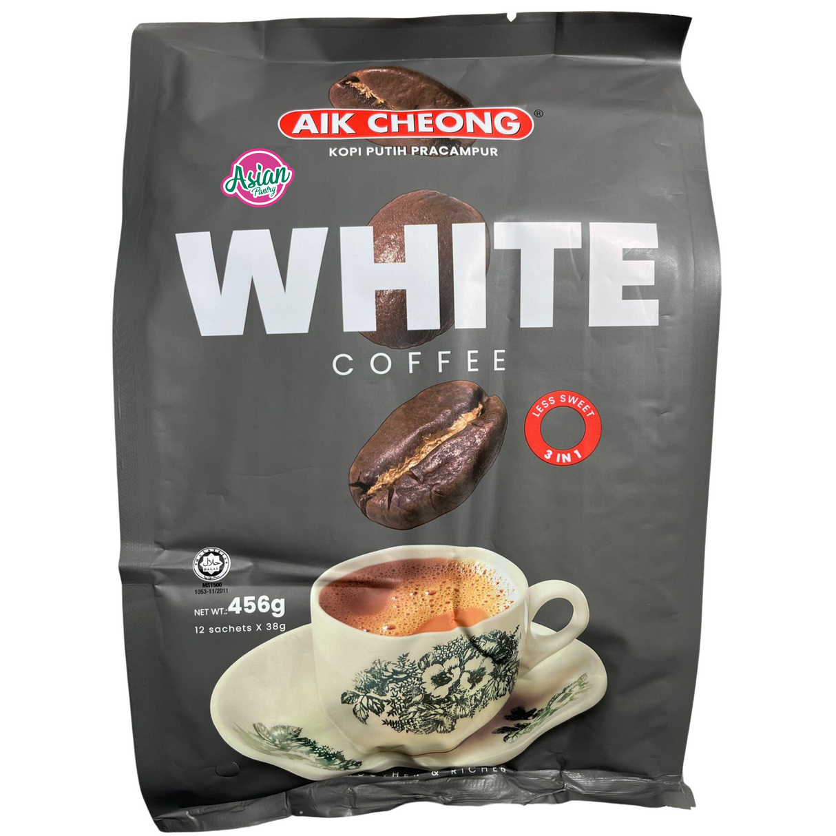 Kopi Putih Aik Cheong 3 dalam 1 Kurang Gula 12 Sachet 456g