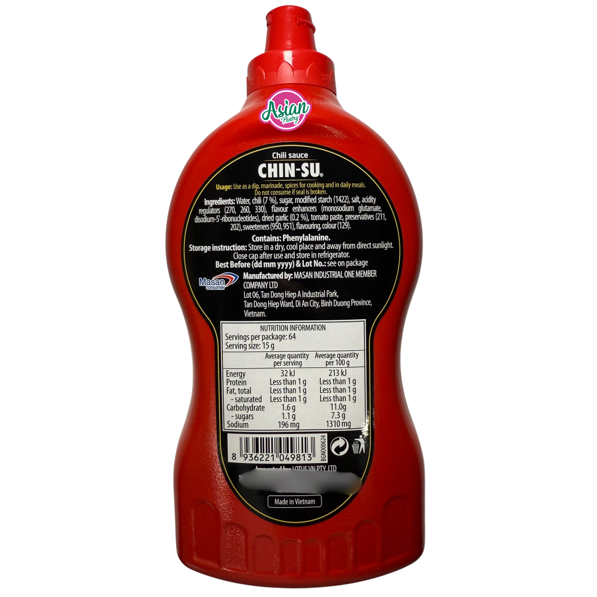 Chin-Su Chilli Sauce 960g - Back