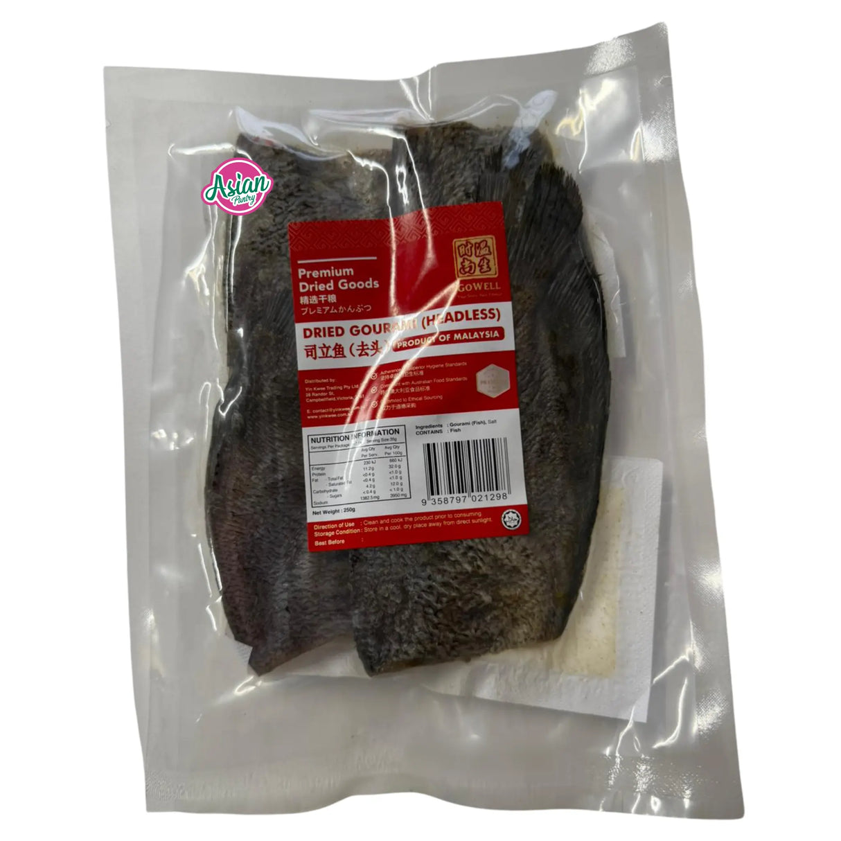 Gowell Premium Kering Gouramy Gutted/Tanpa Kepala 250g