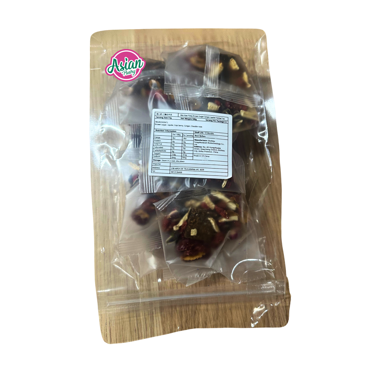 Wei Xiao Pang Brown Sugar Ginger Jujube Herbal Tea 180g