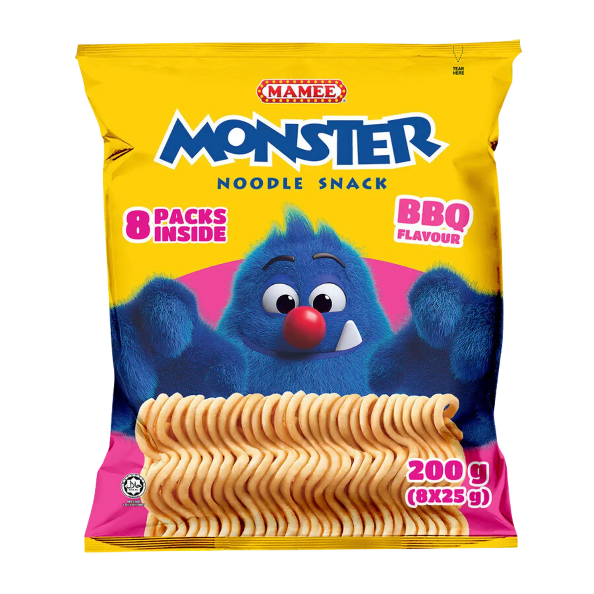Mamee Monster Noodle Snack BBQ 8pk 200g