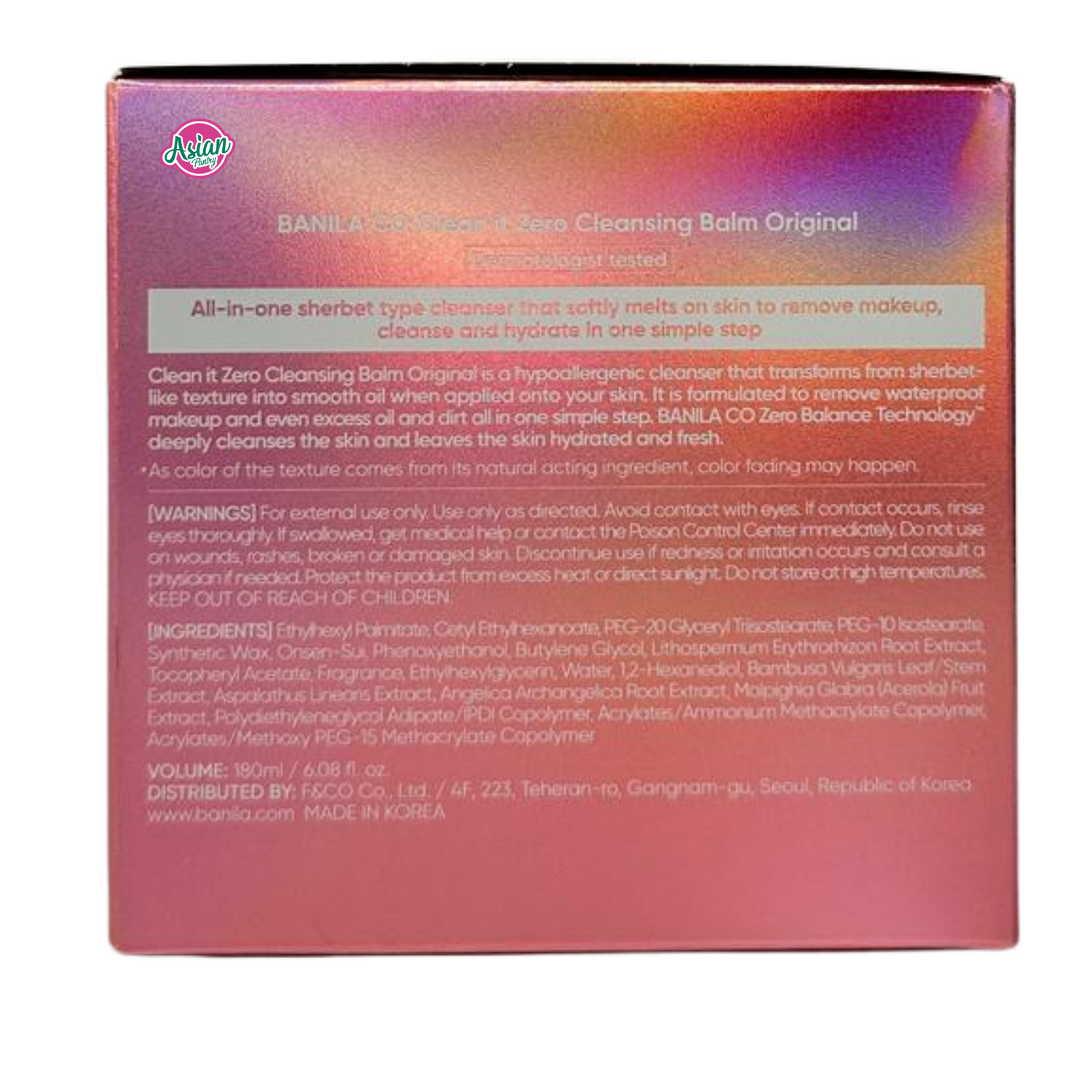 BANILA CO Clean It Zero Cleansing Balm Original 180ml