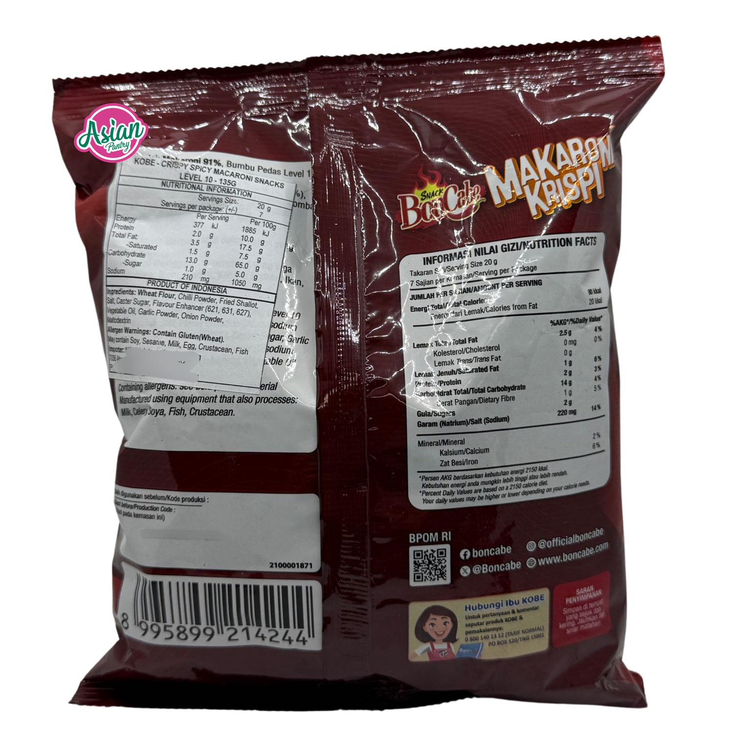 Kobe Makaroni Krispi Macaroni Snack Level 10 135g