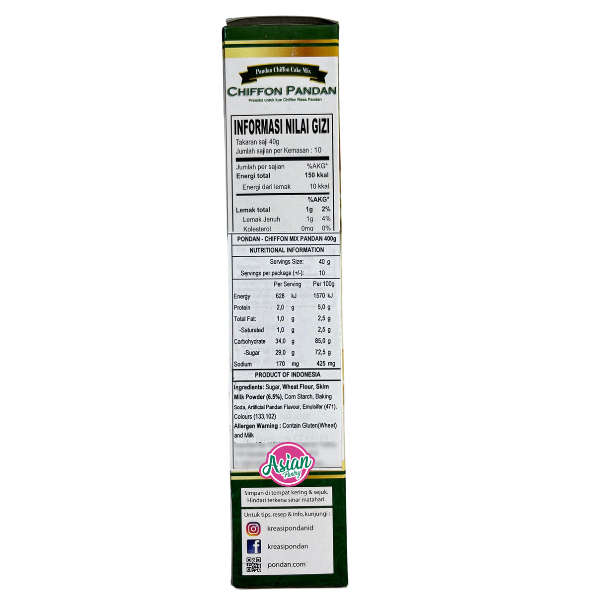 Pondan Pandan Chiffon Cake Mix 400g