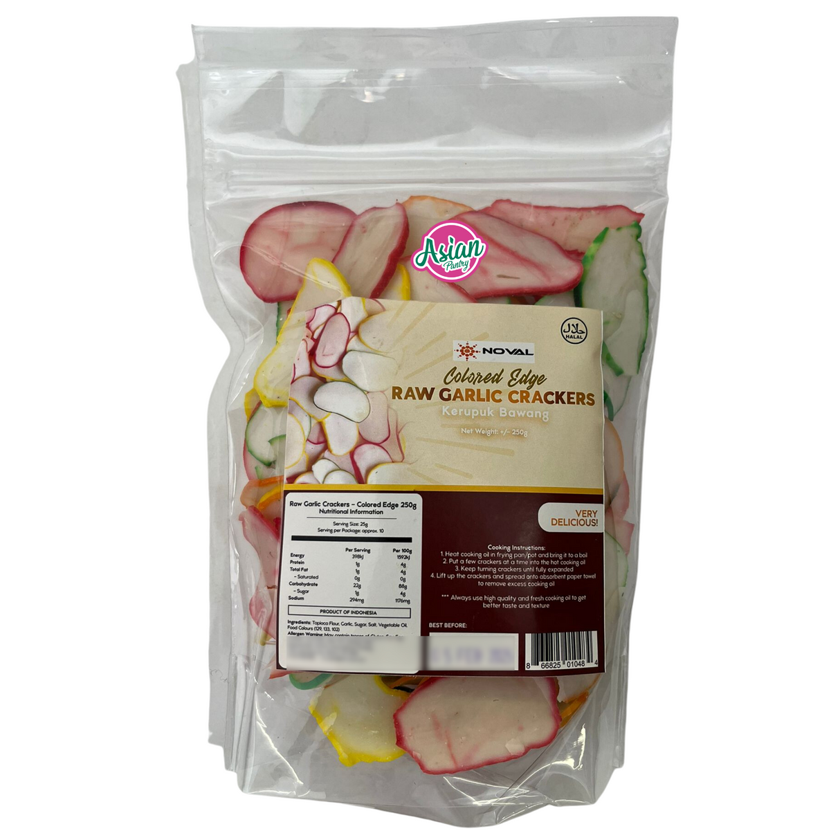 Noval Coloured Edge Raw Garlic Crackers  250g