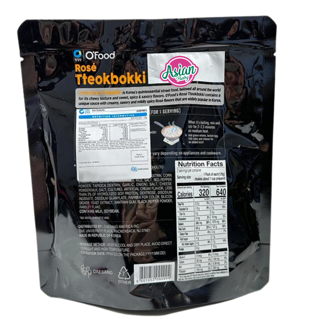 Chung Jung One O'Food Rice Cake with Rose Tteokbokki Tobokki 240g