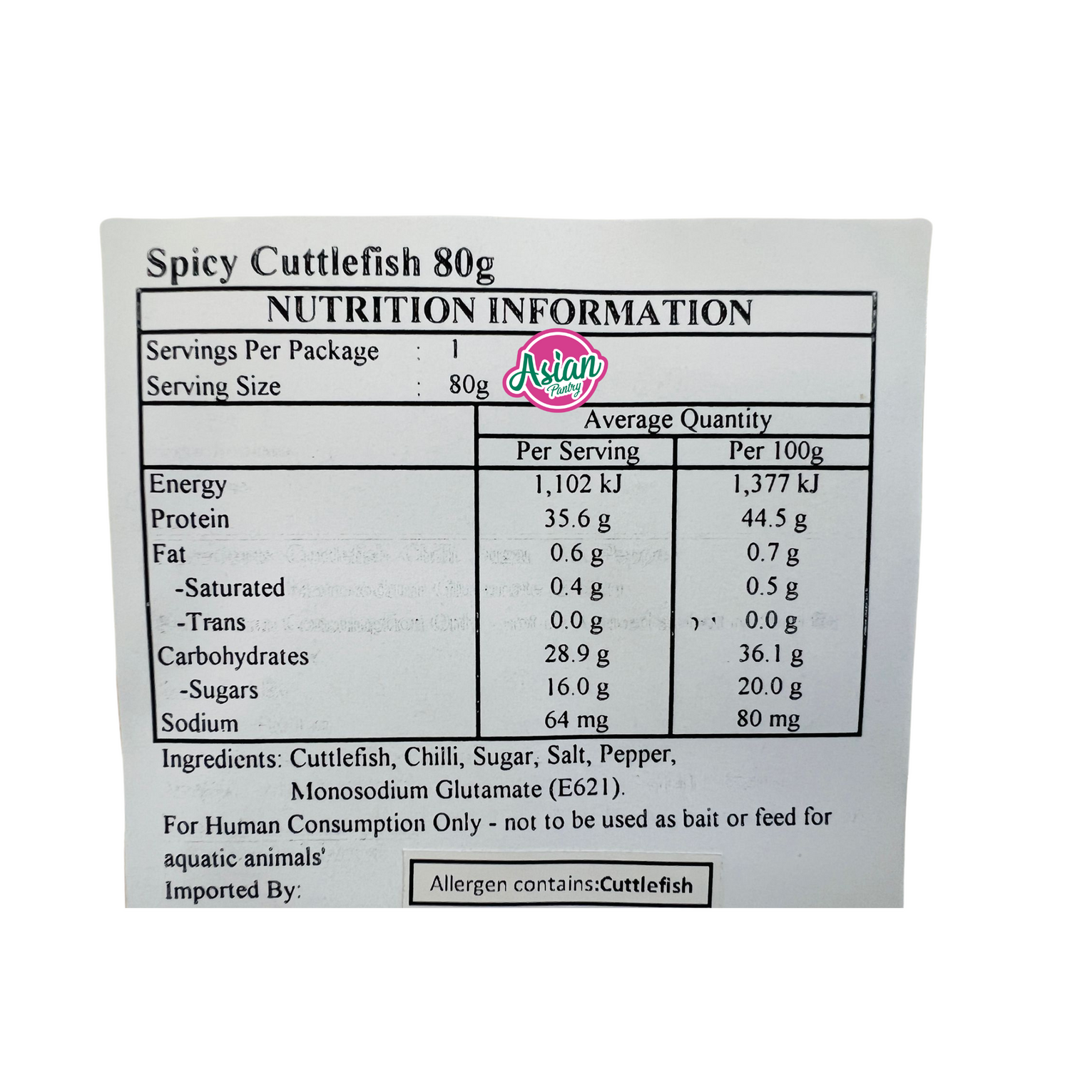 Whale Brand Spicy Cuttlefish Sliced (Sotong Pedas Giler) 80g