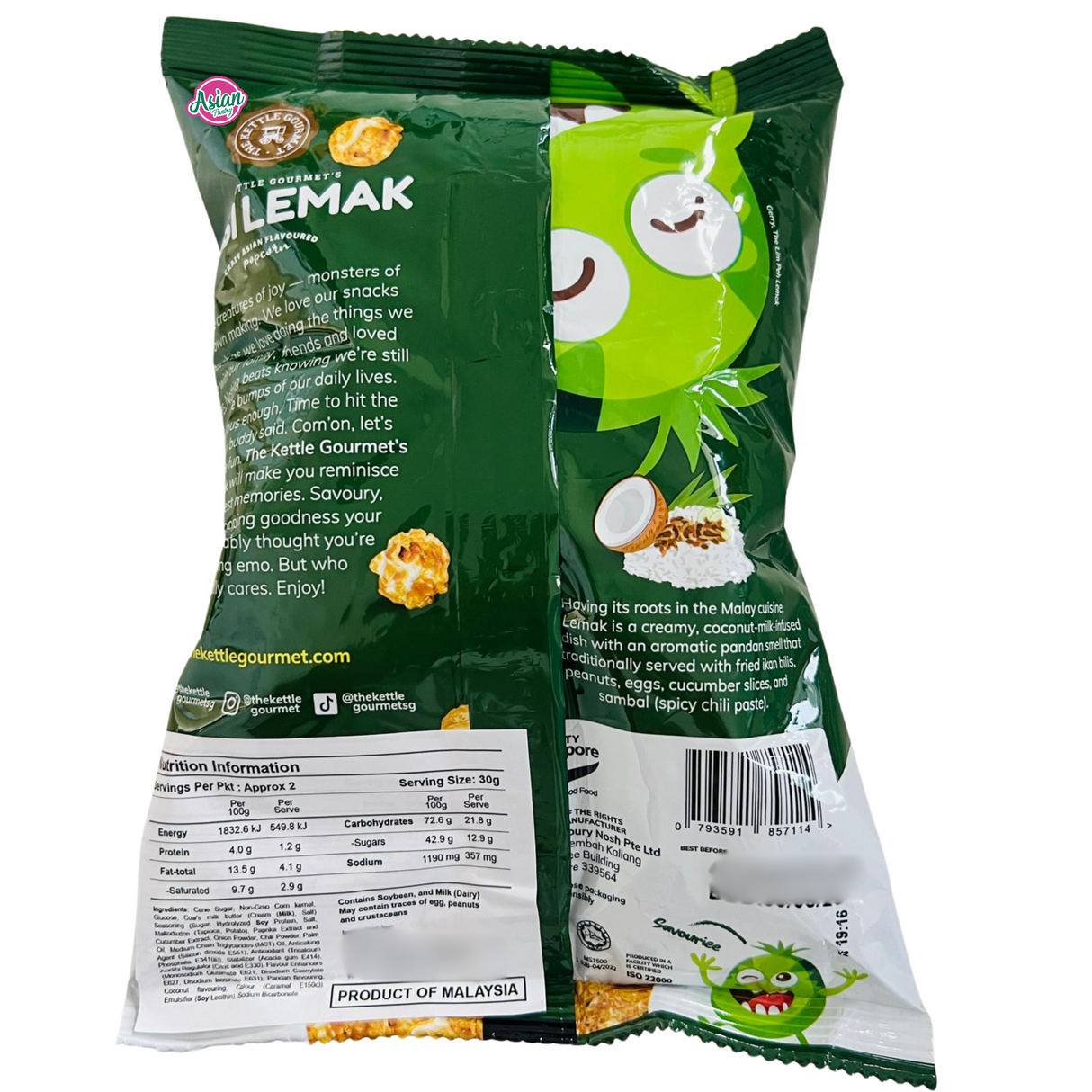 The Kettle Gourmet's Nasi Lemak Popcorn 65g (BBD: 30/08/2025)