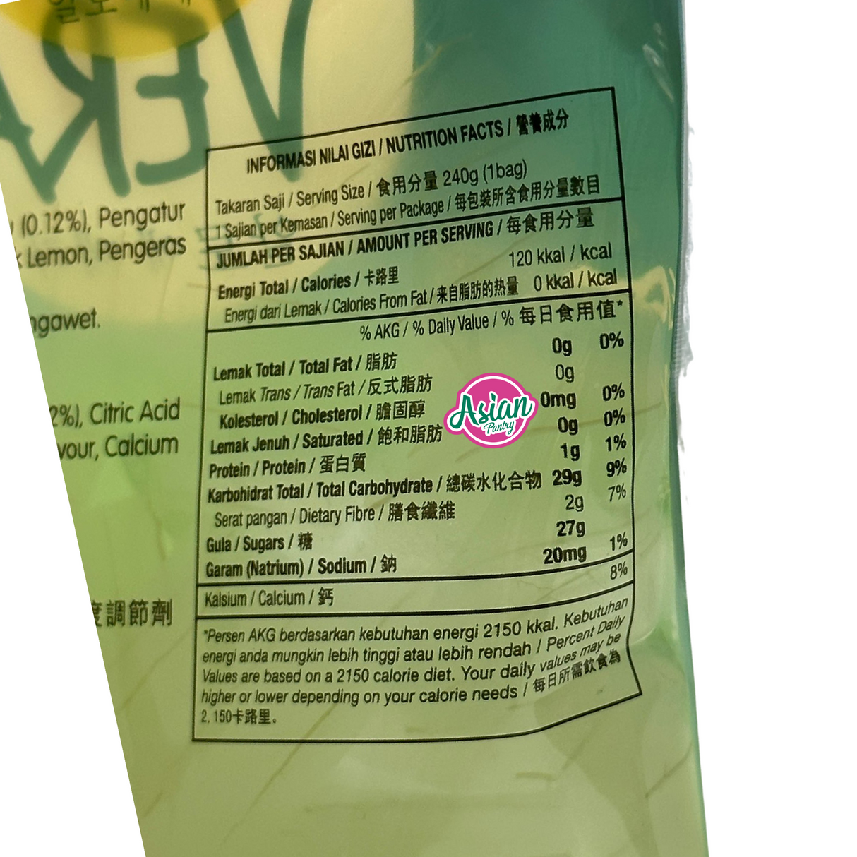 Wong Coco Aloe Vera Lemon Flavour 140g