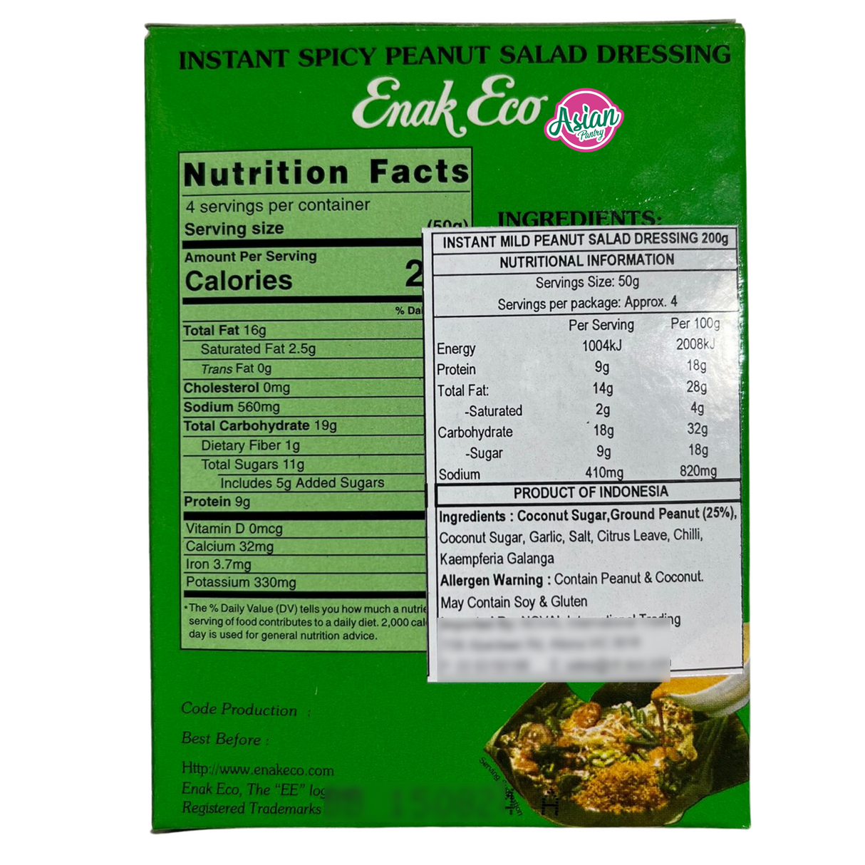 Enak Eco Sambel Pecel Instant Spicy Peanut Salad Dressing Medium 200g - Back