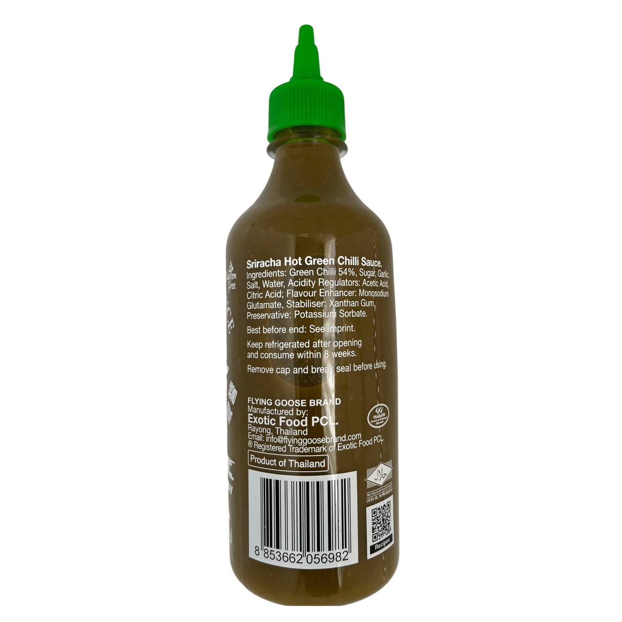 Flying Goose Sriracha Hot Green Chilli Sauce 455ml - Back