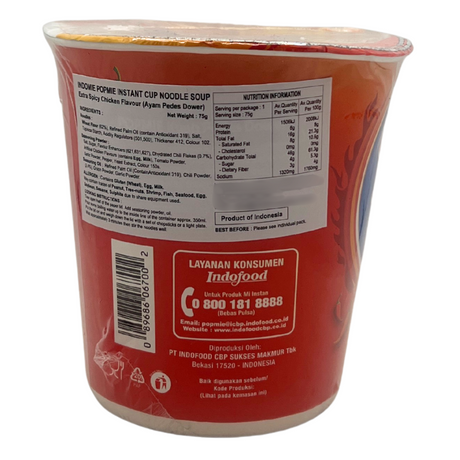 Indomie PopMie Instant Cup Noodle Soup Extra Spicy Chicken Flavour (Ayam Pedes Dower) 75g