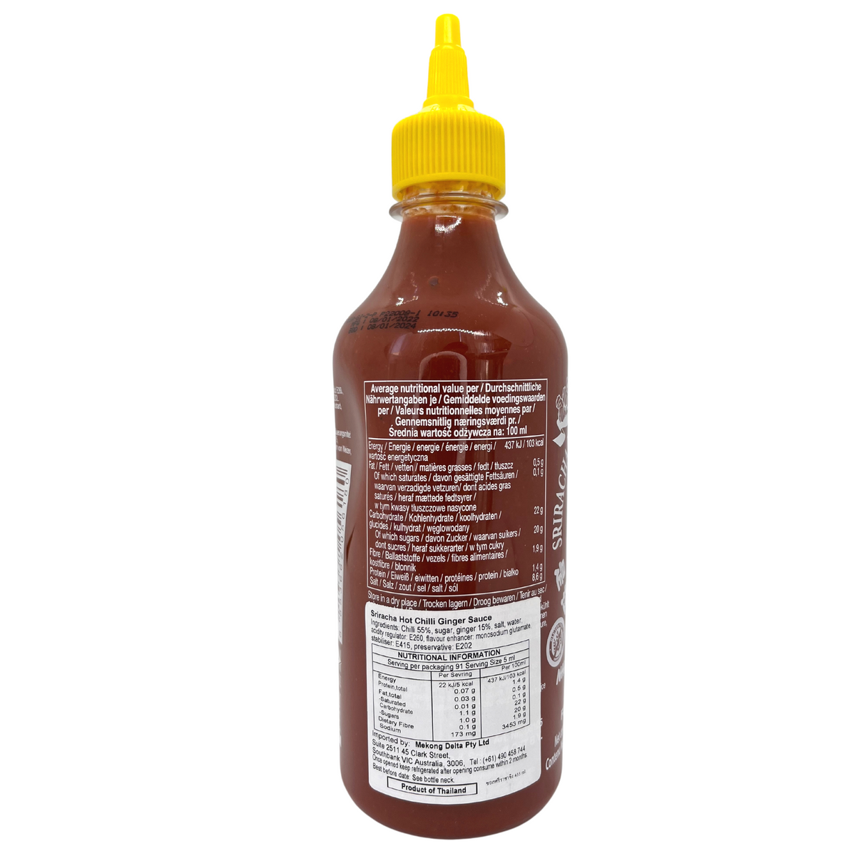 Flying Goose Sriracha Hot Chilli Ginger Sauce 455ml - Back