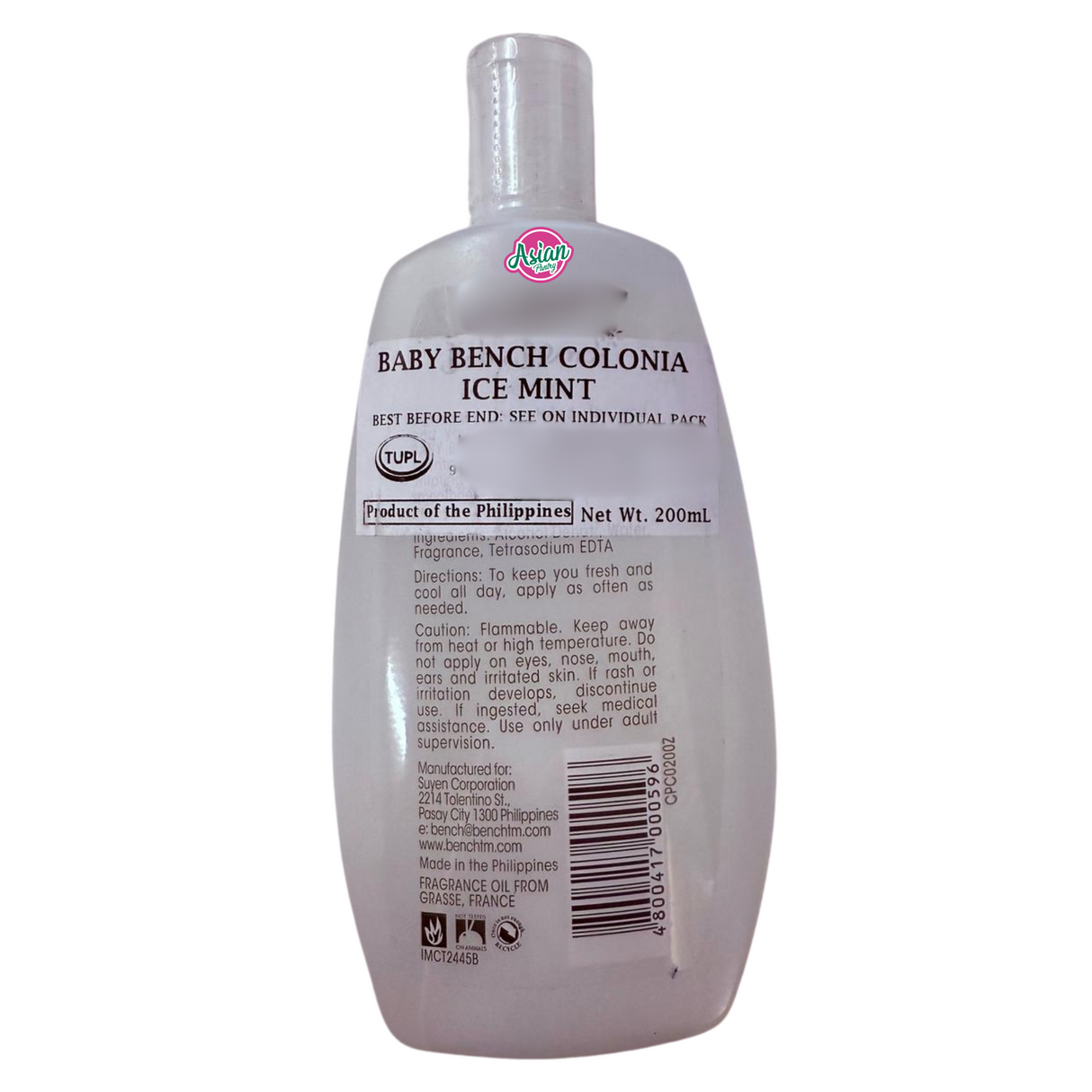 Baby Bench Cologne Ice Mint 200ml - Back