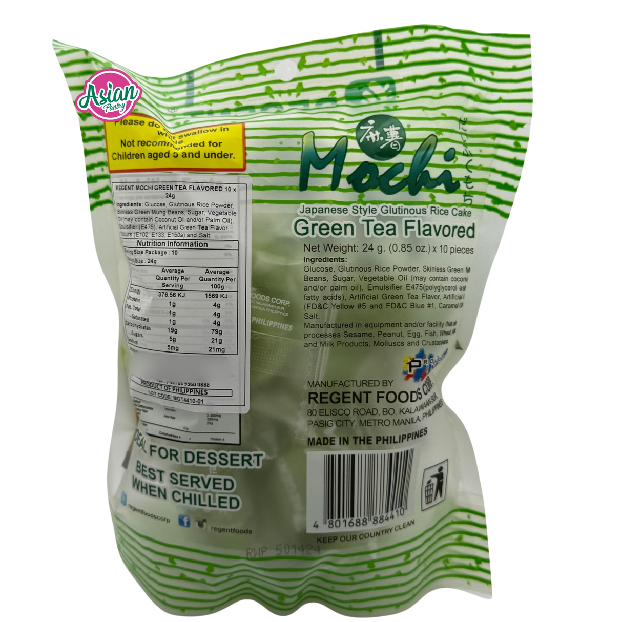 Regent Mochi Green Tea Flavour 240g (BBD: 03/02/2026) - Back
