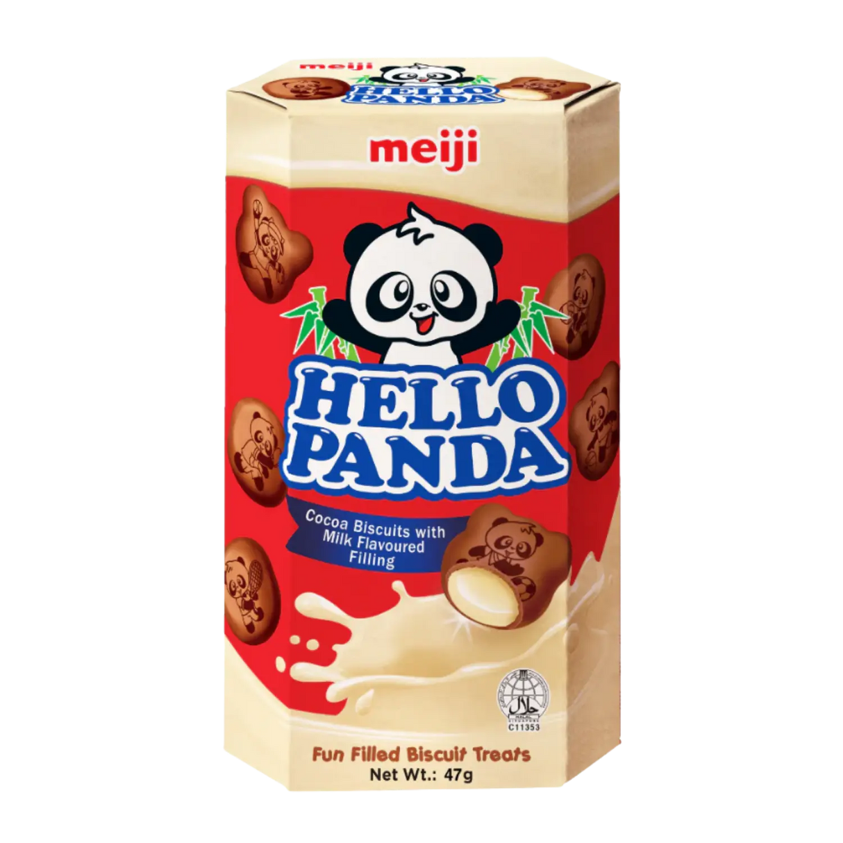 Meiji Hello Panda Cocoa Biscuits with Milk Flavoured Filling 50g