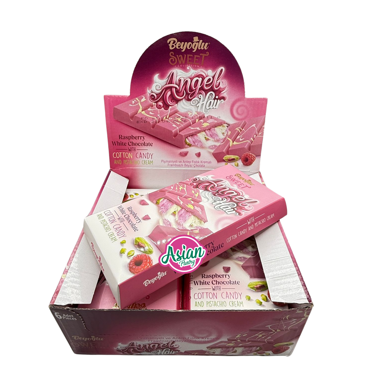 Beyoglu Dubai Chocolates Angel Hair Raspberi Coklat Diisi dengan Pistachio dan Gula-gula Kapas 160g