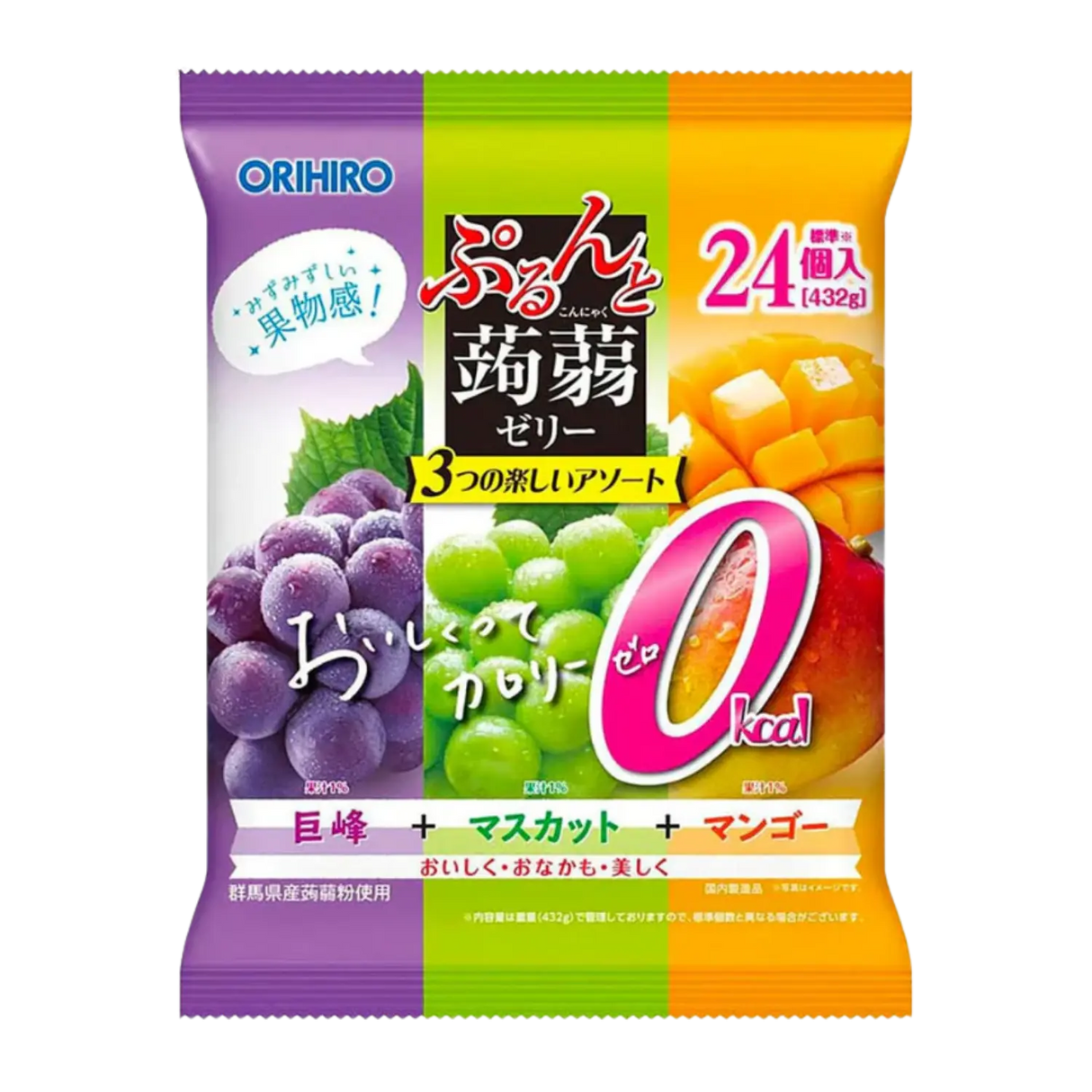 Orihiro Jelly Zero Calorie Grape & Muscat & Mango Flavours 432g