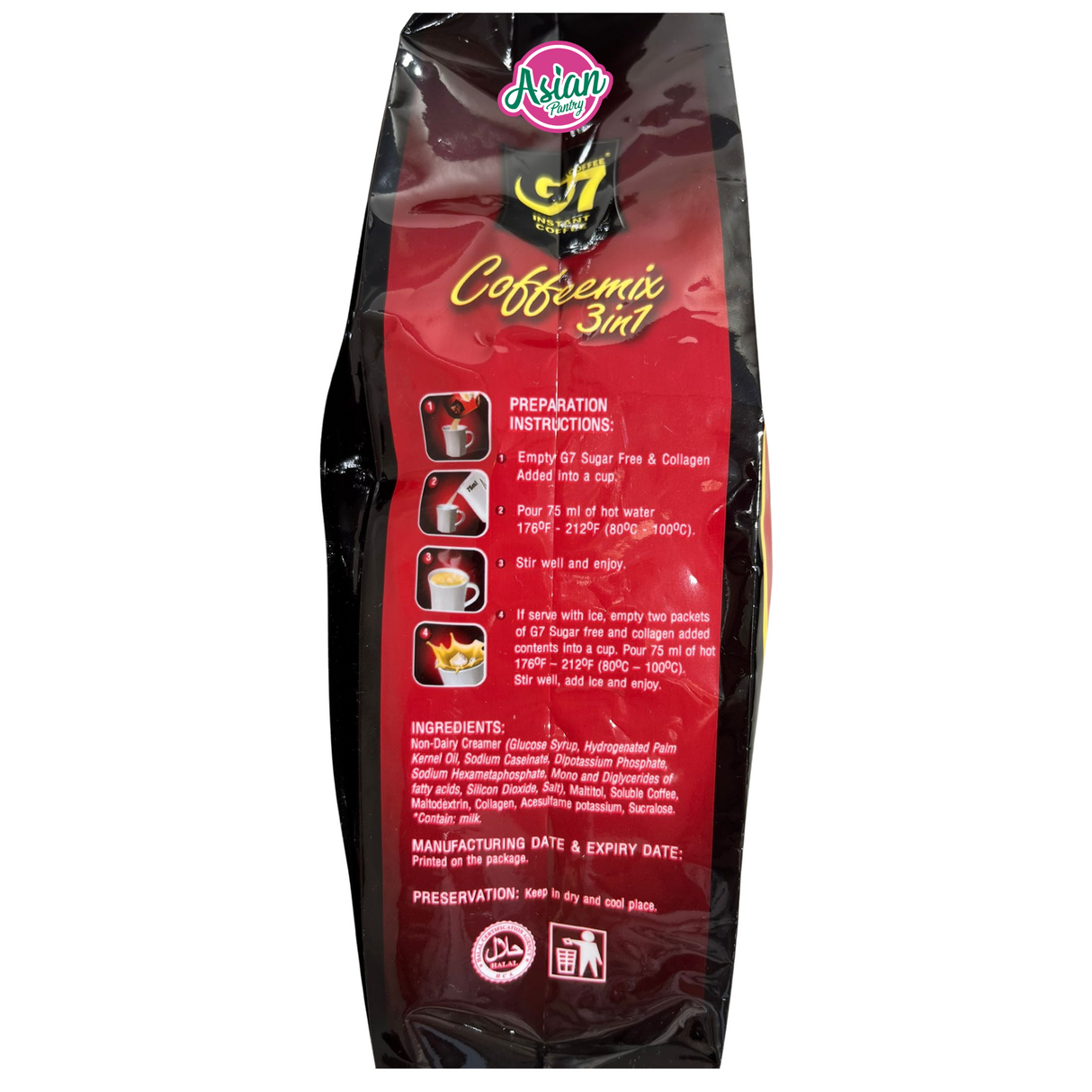 Trung Nguyen G7 Instant Coffee Sugar Free & Collagen Added (22 Sachets) 352g