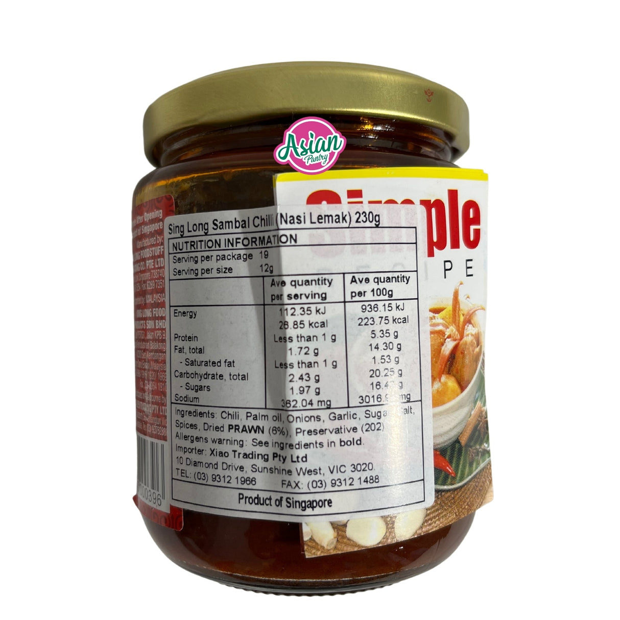 Singlong Sambal Chilli Nasi Lemak 230g