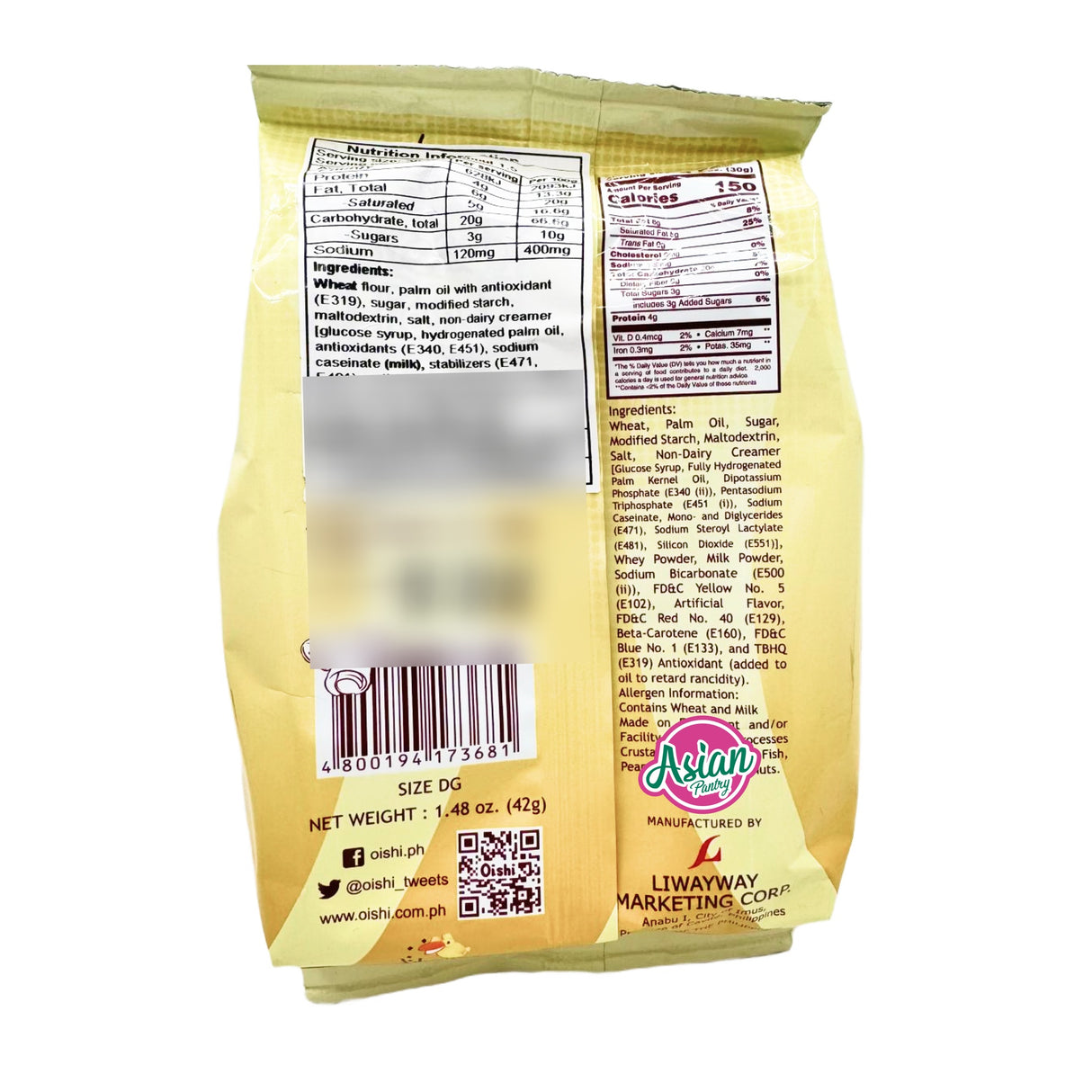 Oishi Bread Pan Buttered Toast Flavour 42g (BBD: 11/11/2025)