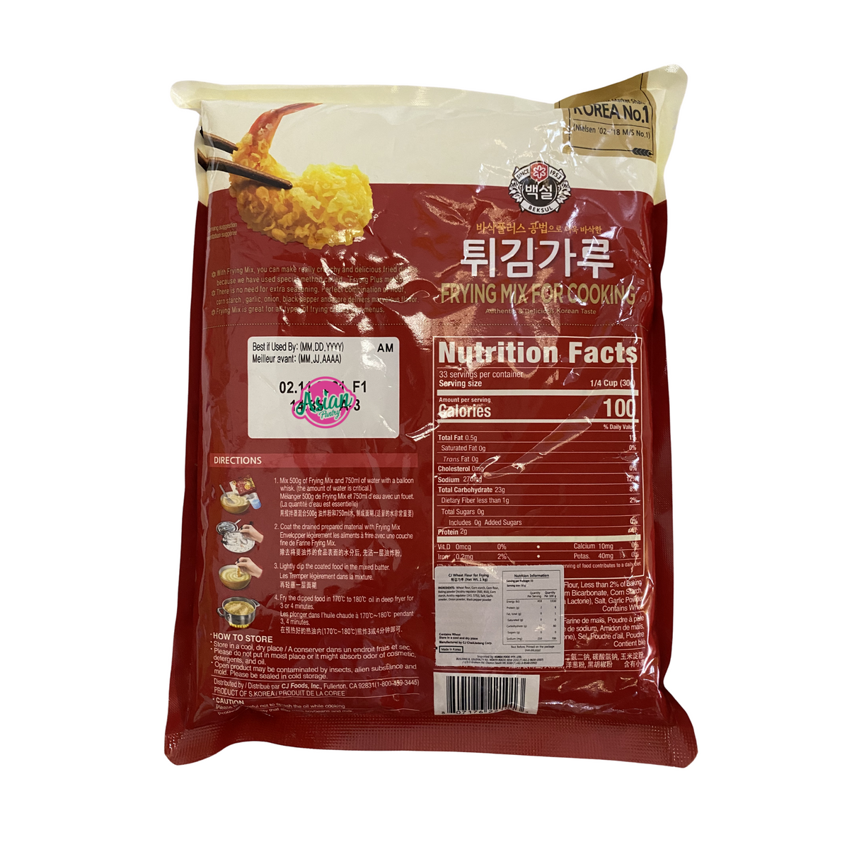 CJ Beksul Frying Mix 1kg - Back